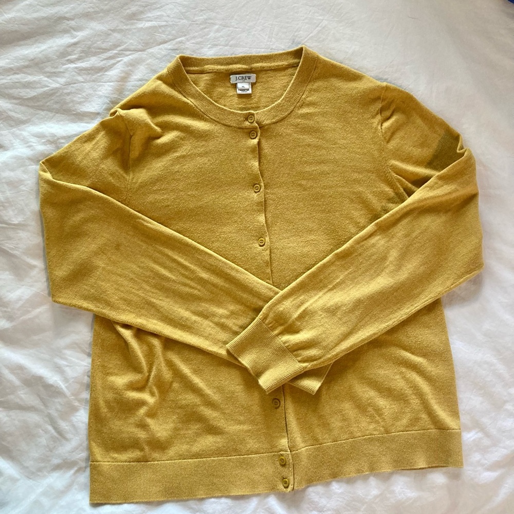 J. Crew cotton cardigan in mustard yellow